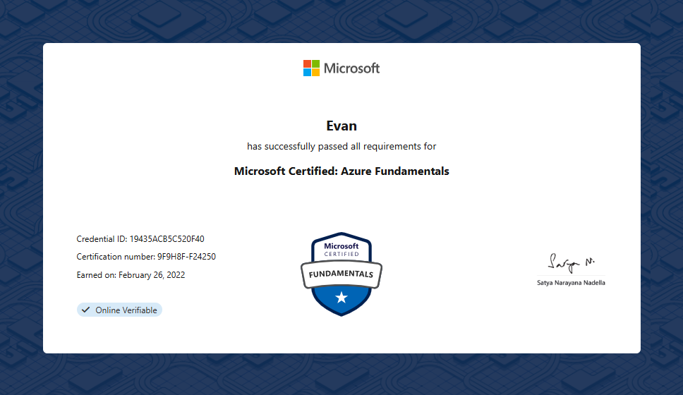 Azure Fundamentals Cert